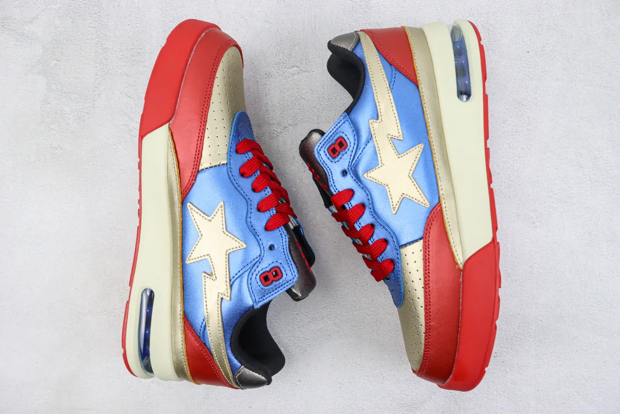 A Bathing Ape BAPE STA Star حذاء أسلوب حياة أزرق برق أحمر ذهبي 2