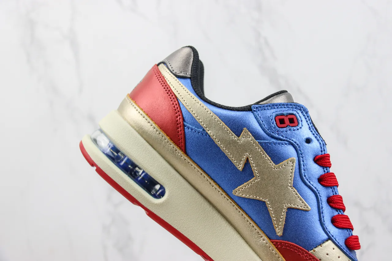A Bathing Ape BAPE STA Star حذاء أسلوب حياة أزرق برق أحمر ذهبي 5
