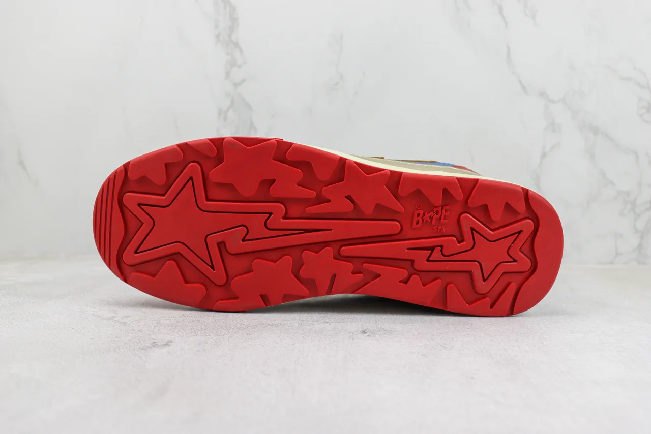 A Bathing Ape BAPE STA Star حذاء أسلوب حياة أزرق برق أحمر ذهبي 8