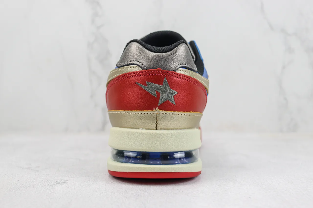 A Bathing Ape BAPE STA Star حذاء أسلوب حياة أزرق برق أحمر ذهبي 9