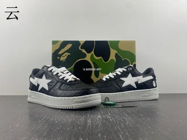 A Bathing Ape BAPE STA شعار النجم أحذية رياضية أسود رمادي أسلوب حياة 7