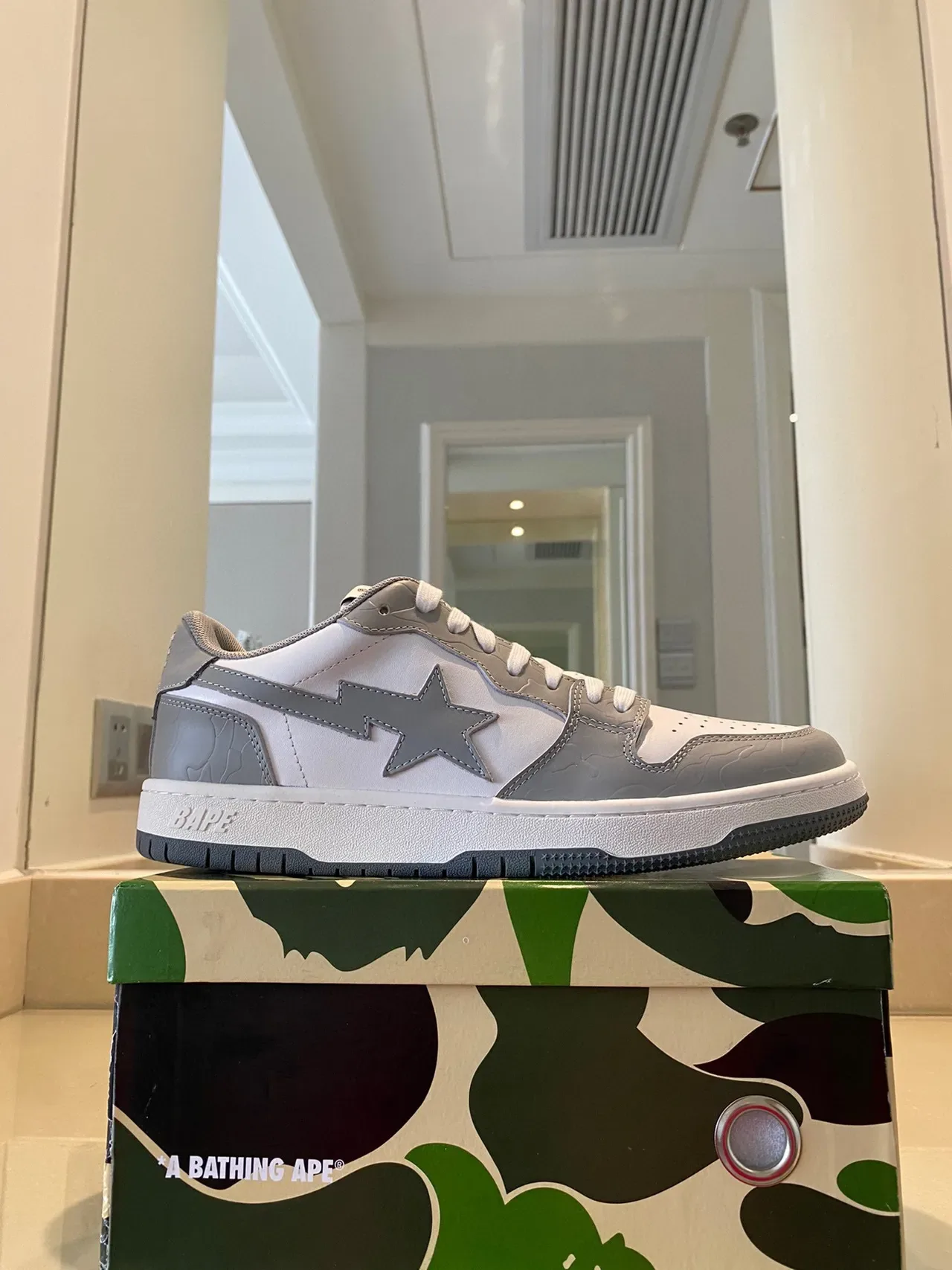 A Bathing Ape BAPE STA Sneakers Lifestyle Blanc et Gris 9
