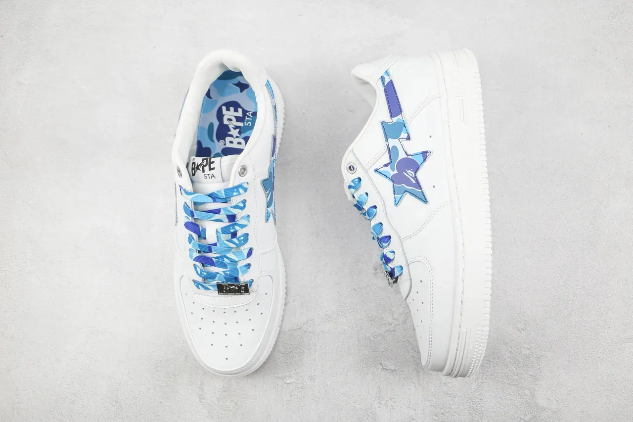 A Bathing Ape BAPE STA White Blue Purple ABC Camo Shark Lifestyle Sneakers 3
