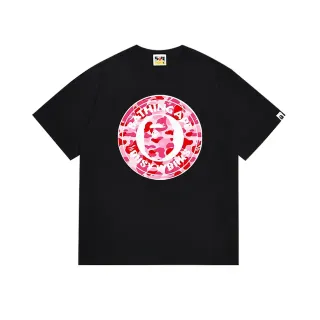 A Bathing Ape Black Pink Graphic-Print Crew-Neck T-Shirt