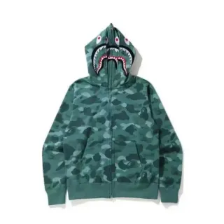 A Bathing Ape Shark Army Green Multicolor Full-Zip Hood Hoodie