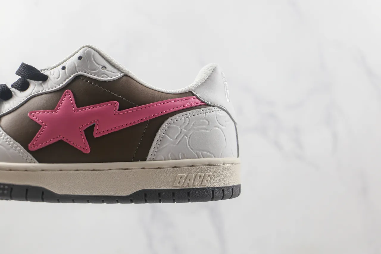 A Bathing Ape Blanc Marron Basse multicouche cuir/sintétique tige chaussures de skateboard 7