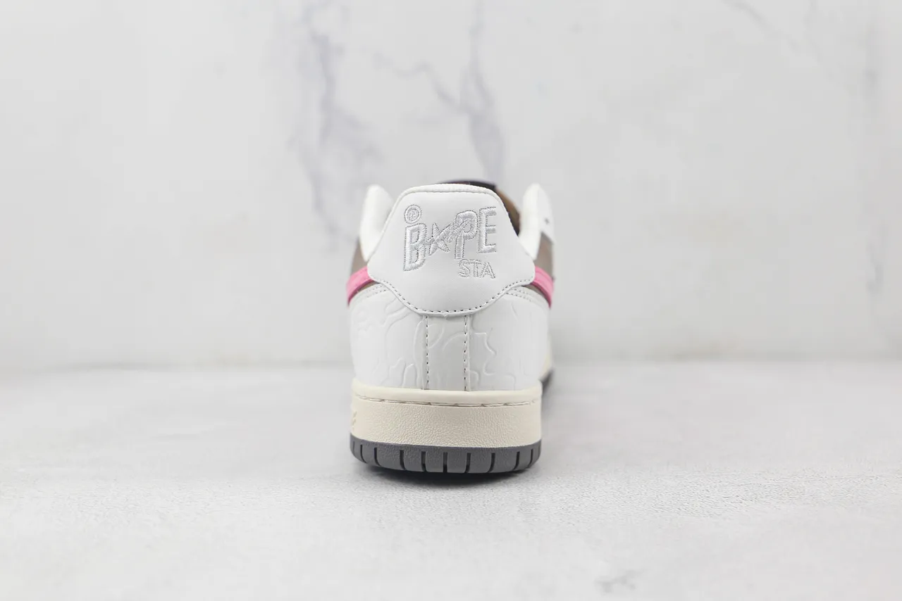 A Bathing Ape Blanc Marron Basse multicouche cuir/sintétique tige chaussures de skateboard 9