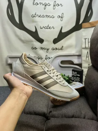 Adidas Beige Brown Retro Runner Suede-and-Textile Upper Lifestyle Sneakers 5