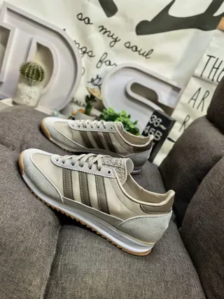 Adidas Beige Brown Retro Runner Suede-and-Textile Upper Lifestyle Sneakers 7
