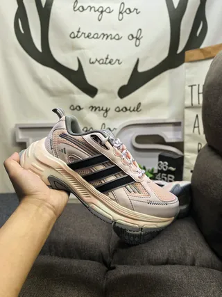 Adidas Tênis chunky pretos bege sola intermediária malha e sobreposição sintética upper 5