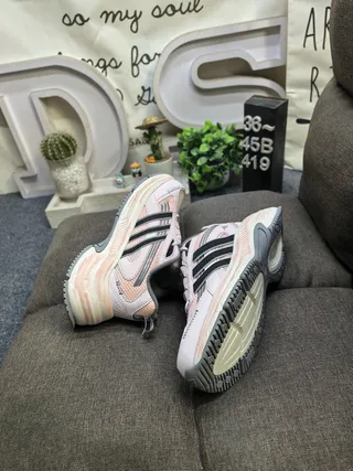 Adidas Tênis chunky pretos bege sola intermediária malha e sobreposição sintética upper 6