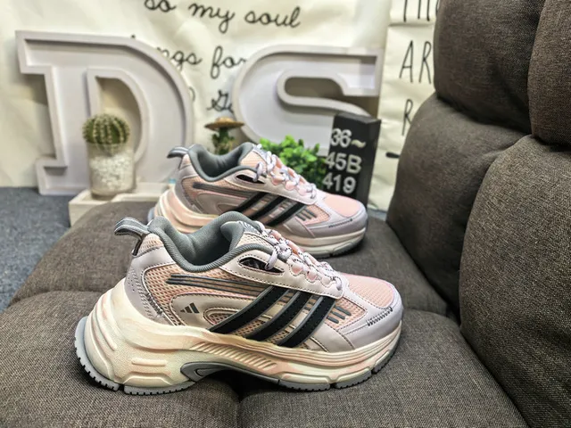 Adidas Tênis chunky pretos bege sola intermediária malha e sobreposição sintética upper 10