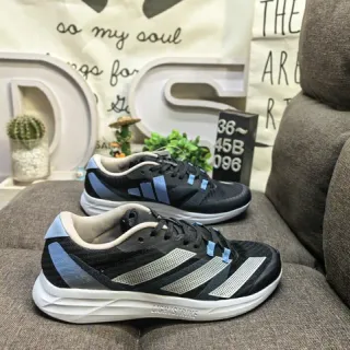 Adidas Noir Bleu Maille Supérieure Trois Rayures Panneau Latéral Chaussures de Running