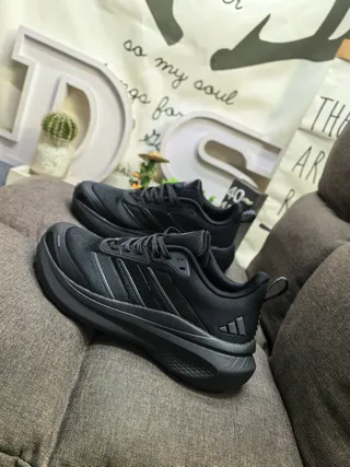 Adidas Black Green Mesh Upper Neon Three Stripes Running Shoes 7