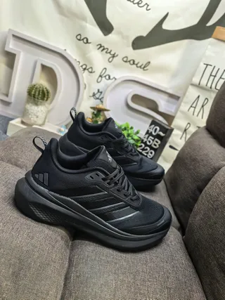 Adidas Black Green Mesh Upper Neon Three Stripes Running Shoes 9