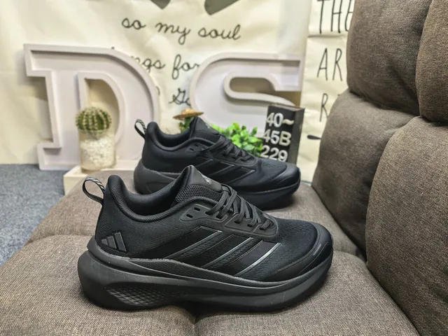 Adidas Black Green Mesh Upper Neon Three Stripes Running Shoes 11