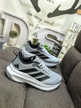 Adidas Black Green Mesh Upper Neon Three Stripes Running Shoes 19