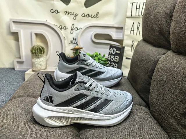 Adidas Black Green Mesh Upper Neon Three Stripes Running Shoes 21