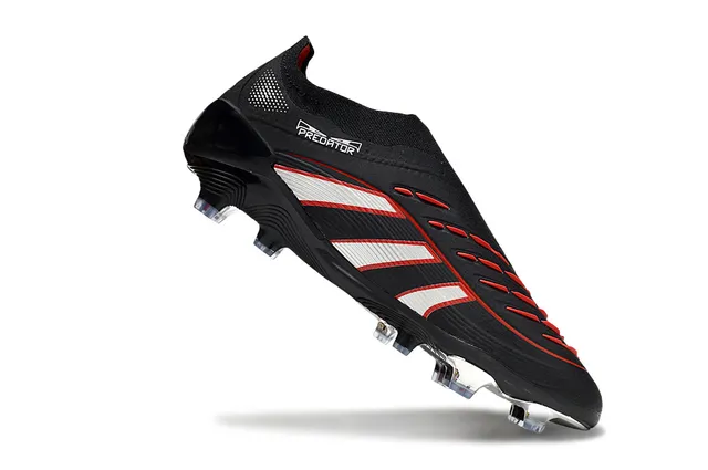 Adidas Negro Blanco Cuello de Calcetín Banda de Tres Rayas Terreno Firme Zapatos de Fútbol 2
