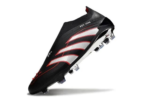 Adidas Negro Blanco Cuello de Calcetín Banda de Tres Rayas Terreno Firme Zapatos de Fútbol 3