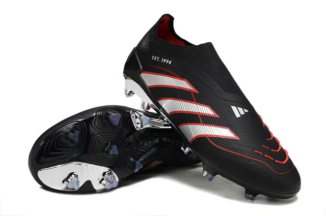Adidas Negro Blanco Cuello de Calcetín Banda de Tres Rayas Terreno Firme Zapatos de Fútbol 4