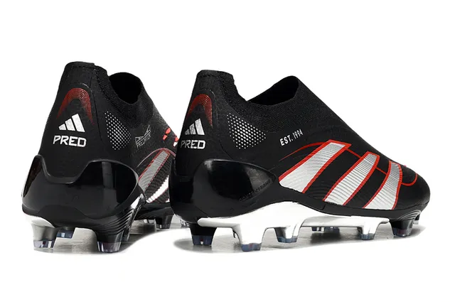 Adidas Negro Blanco Cuello de Calcetín Banda de Tres Rayas Terreno Firme Zapatos de Fútbol 5