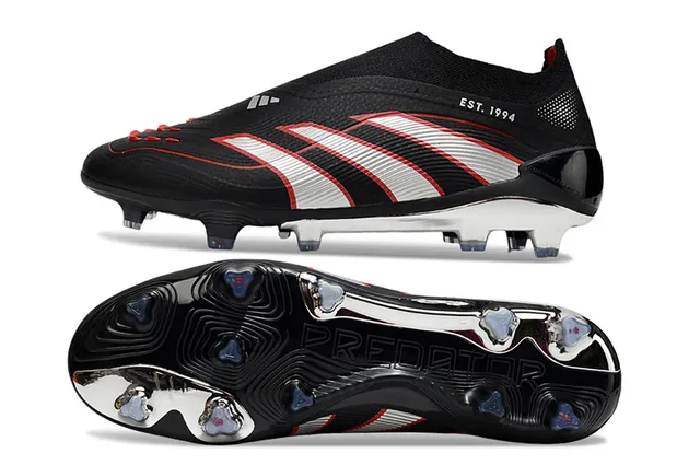 Adidas Negro Blanco Cuello de Calcetín Banda de Tres Rayas Terreno Firme Zapatos de Fútbol 6
