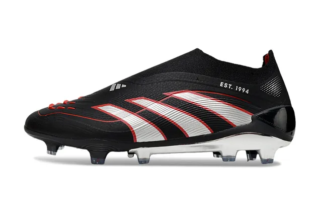 Adidas Negro Blanco Cuello de Calcetín Banda de Tres Rayas Terreno Firme Zapatos de Fútbol 7