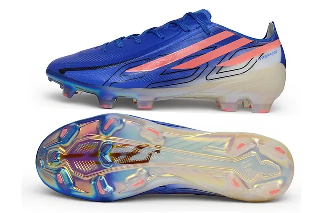 Adidas Azul Rosa Low-Cut Upper Sintético Sola Iridescente Holográfica Terra Firme Sapatos de Futebol 6