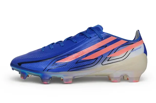 Adidas Azul Rosa Low-Cut Upper Sintético Sola Iridescente Holográfica Terra Firme Sapatos de Futebol 7