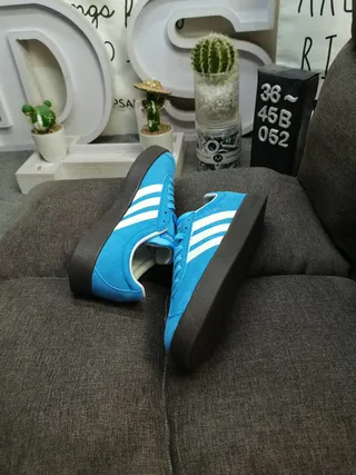 Adidas Blue White Suede Upper Three-Stripe Side Panel Lifestyle Sneakers 6