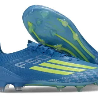 Adidas Azul Amarillo Forro Sintético Texturizado Logo Lateral con Tres Rayas Zapatillas de Fútbol para Tierra Firme