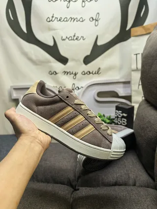 Adidas Brown Beige Suede Upper Three-Stripe Side Panel Lifestyle Sneakers 5