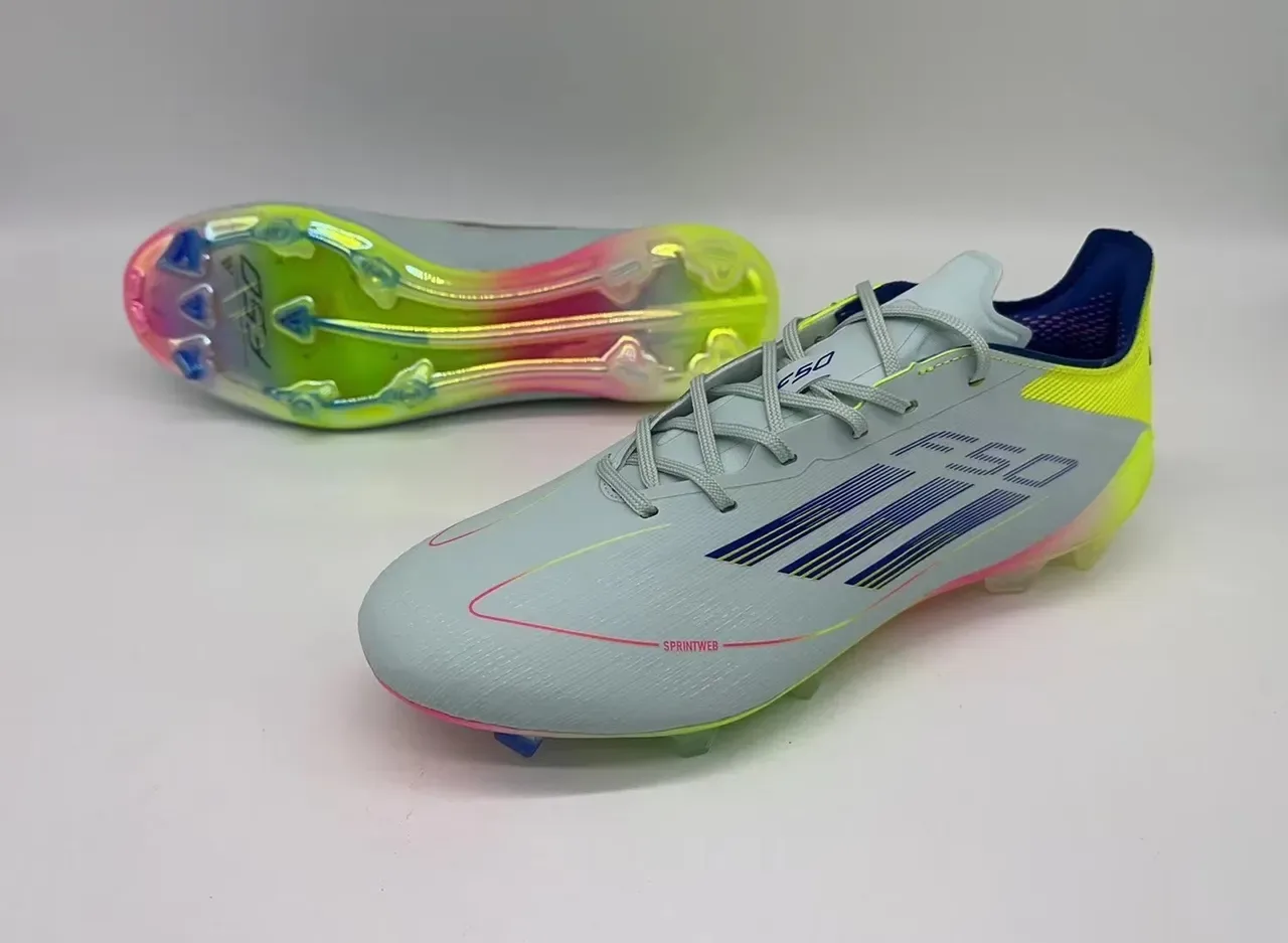 Adidas F50 gris multicolore low-cut upper Sprintweb firm-ground chaussures de football 1