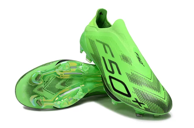 Adidas F50 أخضر أسود منخفض القطع أعلى ملائم للجوارب نيون شفاف لوحة الأرضية أرضية صلبة أحذية كرة القدم 4
