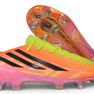 Adidas F50 Hyperfast ग्रेडिएंट नीओन ऑरेंज लाइम ग्रीन फर्म ग्राउंड फुटबॉल जूते