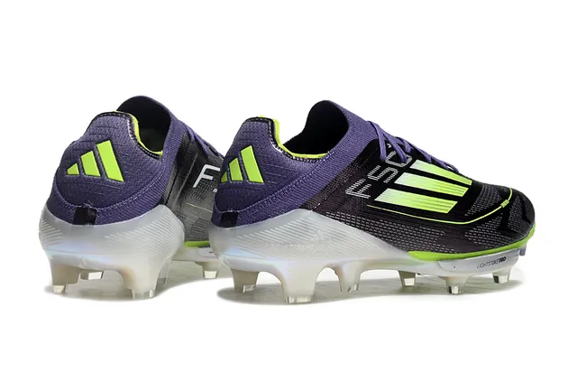 Adidas F50 বেগুনি সবুজ বুনন উপর অসম লেসিং Firm-Ground ফুটবল জুতো 5