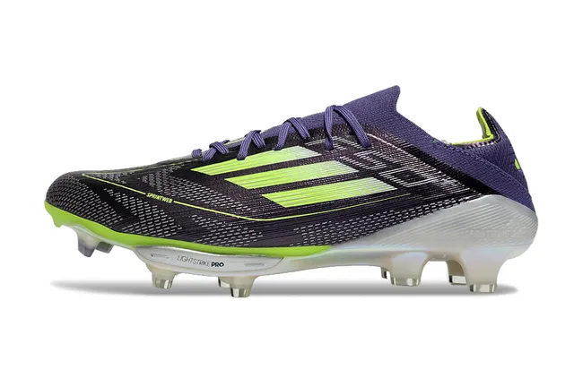 Adidas F50 বেগুনি সবুজ বুনন উপর অসম লেসিং Firm-Ground ফুটবল জুতো 7