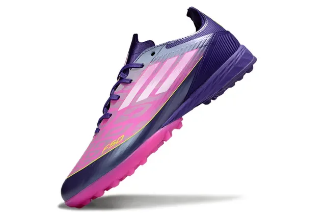 Adidas F50 Morado Rosa Zapatos de fútbol sintéticos low-cut con tacos cónicos para césped 10
