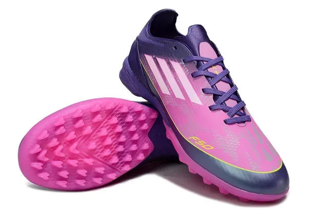 Adidas F50 Morado Rosa Zapatos de fútbol sintéticos low-cut con tacos cónicos para césped 11