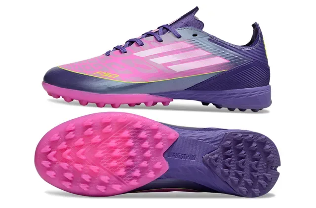Adidas F50 Morado Rosa Zapatos de fútbol sintéticos low-cut con tacos cónicos para césped 14
