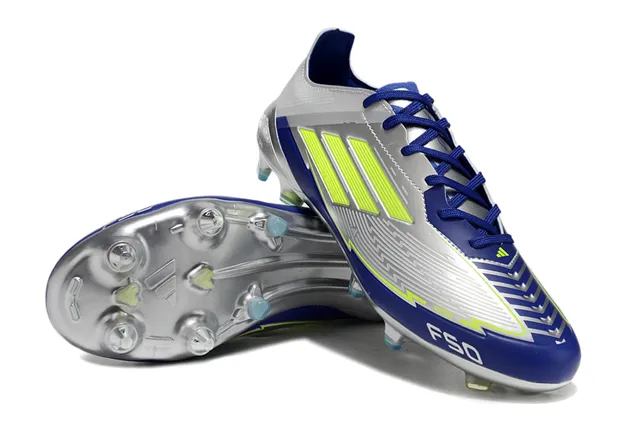 Adidas F50 Silver Blue Neon Lime ফুটবল জুতা মাটির জন্য 4
