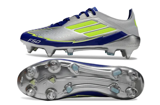 Adidas F50 Silver Blue Neon Lime ফুটবল জুতা মাটির জন্য 6