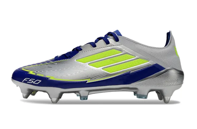 Adidas F50 Silver Blue Neon Lime ফুটবল জুতা মাটির জন্য 7
