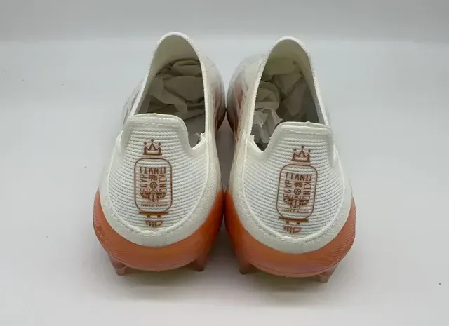 Adidas F50 Blanc Orange Upper Chaussant Plaque Talon Or Iridescent Firm Ground Chaussures de Football 2