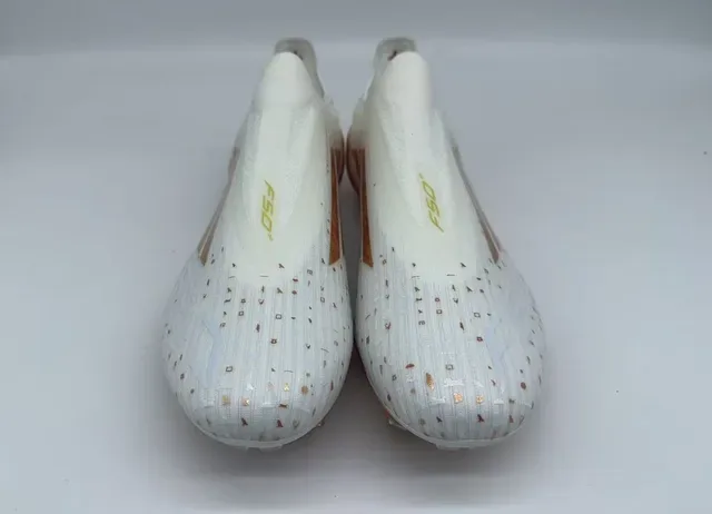 Adidas F50 Blanc Orange Upper Chaussant Plaque Talon Or Iridescent Firm Ground Chaussures de Football 4