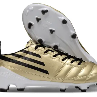 Adidas Bottes de Football Or Noir Blanc Terrain Firme Chaussures de Football