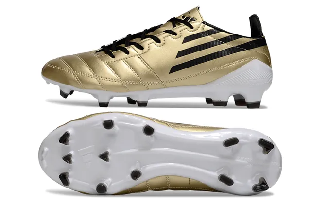 Adidas Bottes de Football Or Noir Blanc Terrain Firme Chaussures de Football 6