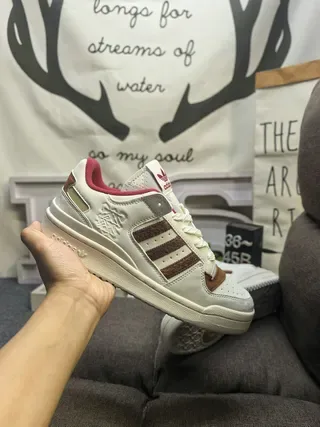 Adidas Forum Low Off-White Brown Red sneakers lifestyle 5