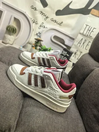 Adidas Forum Low Off-White Brown Red sneakers lifestyle 7